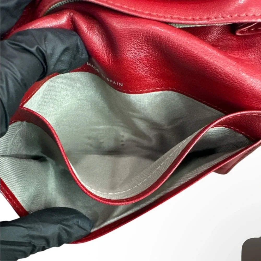 CHANEL Red Quilted Patent Leather Wallet with Silver CC Logo